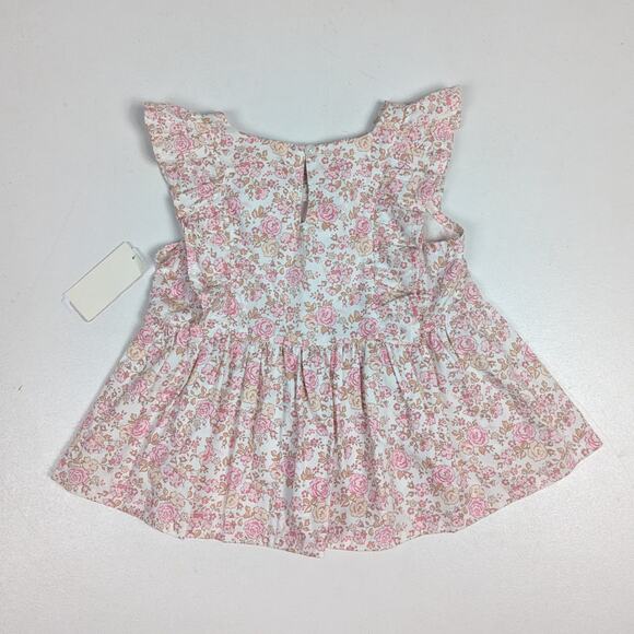 Edgehill Collection Blouse Girls Sz 2T Pink Floral Smocked Dainty Girly Flutter - Picture 3 of 5